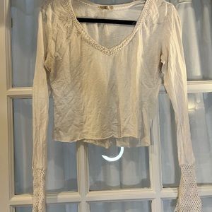 White distressed crop top